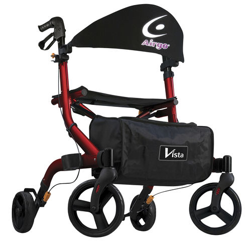 Andador com rodas de 4 rodas - Airgo® Vista V20 - AMG Medical - estrutura de alumínio / com assento / com cesto