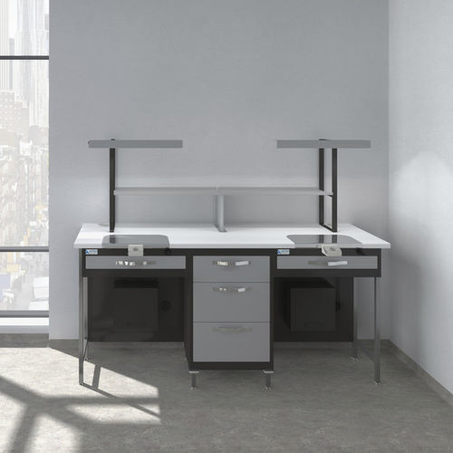 Estação de trabalho para laboratório dentário com iluminação - FOCUS  - ASTRA MOBILI METALLICI   - modular / em aço inoxidável