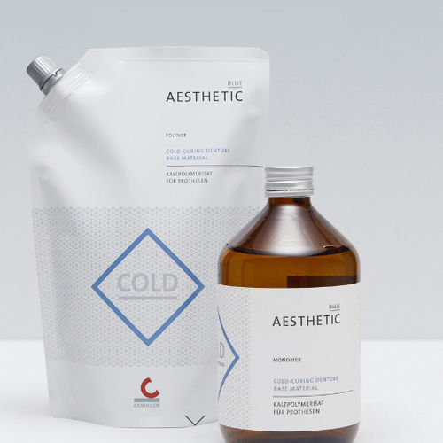 Material dentário em resina acrílica - AESTHETIC BLUE - Candulor - gengival / para fabrico de dentaduras / em pó