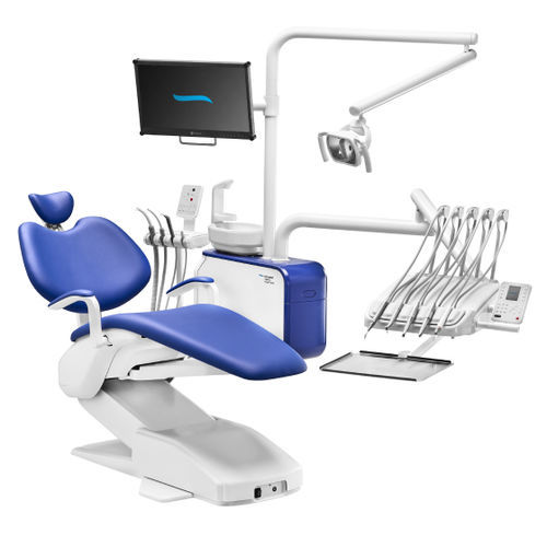 Conjunto odontológico com cadeira de acionamento elétrico - One 100 - DIPLOMAT DENTAL s.r.o. - com apoio de cabeça regulável / compacto / com monitor