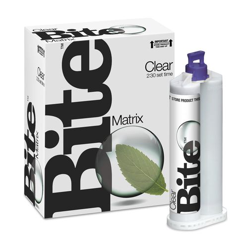 Material dentário de polivinilsiloxano - Clear Bite® - DenMat Holdings - para restauração dentária / transparente / translúcido