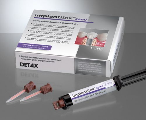 Cimento odontológico para restauração dentária - implantlink® semi Forte - DETAX GmbH & Co. KG   - para pilares de implantes / de resina / fotopolimerizável