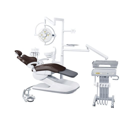 Conjunto odontológico com cadeira de acionamento elétrico - AL-388S1 - Foshan Anle Medical Apparatus - com apoio de cabeça regulável / com sistema de higienização / com mesa de equipo