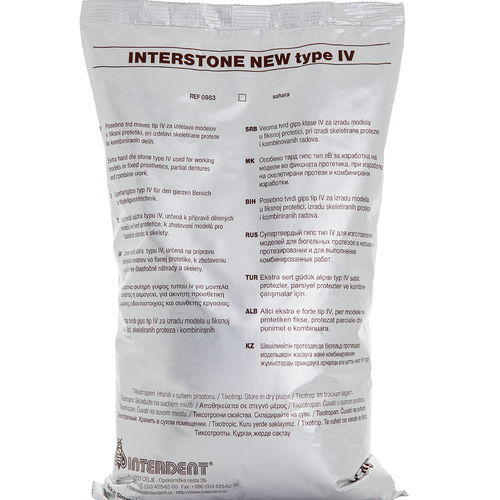 Material dentário de gesso - INTERSTONE NEW TIP IV - Interdent - para restauração dentária / para laboratório de prótese dentária / em pó