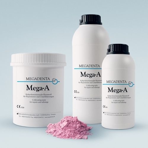 Material dentário em resina acrílica - MEGA-A - MEGADENTA Dentalprodukte GmbH   - para próteses dentárias / para fabrico de dentaduras / em pó