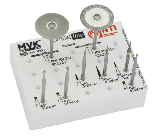 Fresa para laboratório de prótese dentária - Keramik-Set - MVK-line - diamantada / de corte / de alta resistência ao desgaste