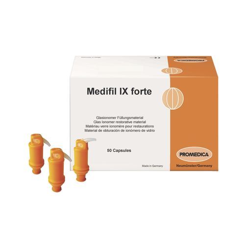 Material dentário de ionômero de vidro - Medifil IX forte - Promedica Dental Material GmbH   - para restauração dentária / em cápsula / provisório