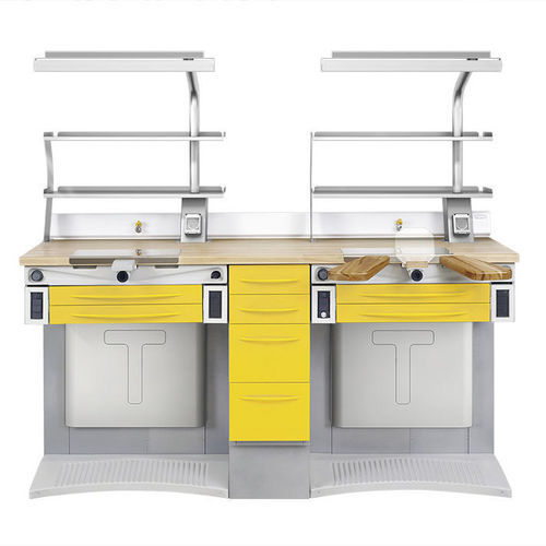 Estação de trabalho para laboratório dentário com exaustor - EVOLAB - TAVOM S.p.A.   - com pia / com prateleiras / com iluminação
