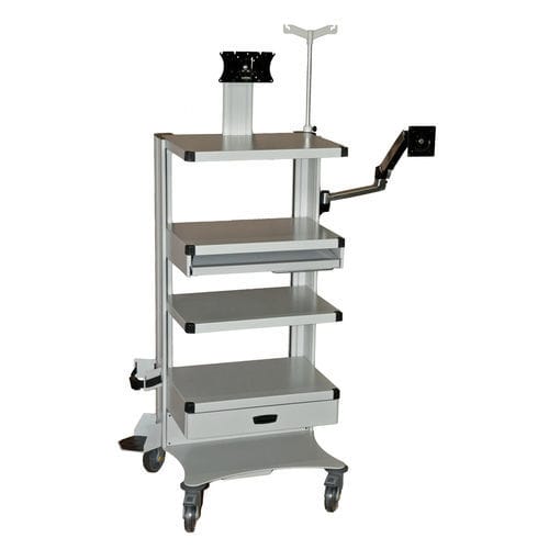 Carrinho hospitalar - CARSPEC78/5P60-TF - nuovalaris - para endoscopia / de isolamento / em alumínio