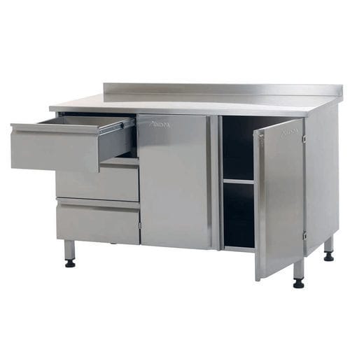 Mesa de trabalho - MD 4050 - MESPA - retangular / em aço inoxidável / com gavetas