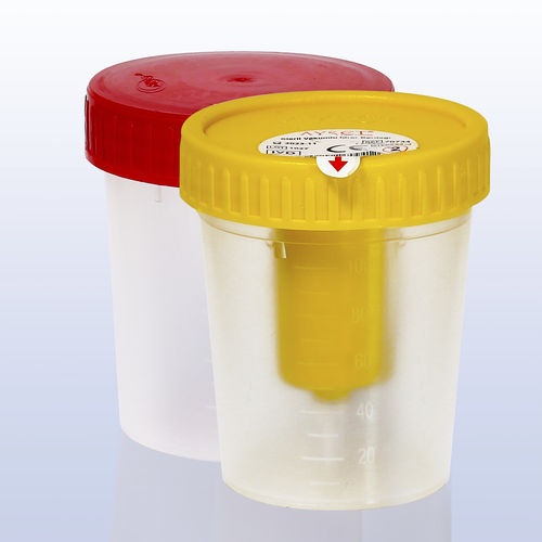 Recipiente para amostras em polipropileno - 70693 - AYSET TIBBI ÜRÜNLER VE PLASTIK TEKSTIL ELEKTRONIK GIDA TEMIZLIK MADDELERI SAN AS - com tampa / estéril