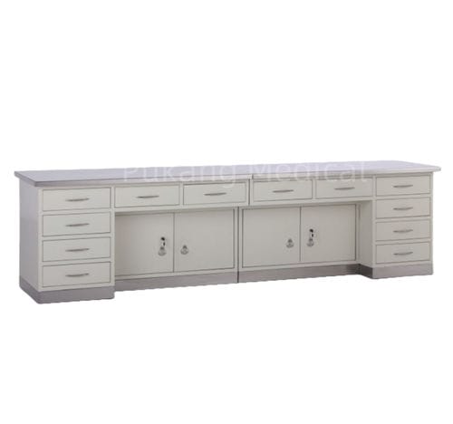 Mesa de trabalho - G-4  - Hebei Pukang Medical Instruments - retangular / em aço inoxidável / com gavetas