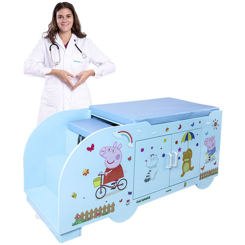 Mesa de exame pediátrica - X20 - Jiangsu Saikang Medical Equipment - manual / ergonômica / com compartimentos de arrumação