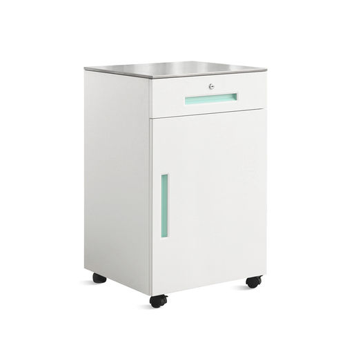 Mesa de cabeceira com rodízios - SKS036 - Jiangsu Saikang Medical Equipment - com mesa de refeição / com gavetas