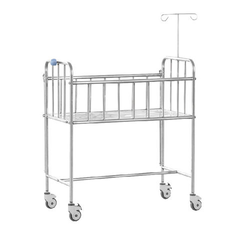 Berço hospitalar com rodízios - YFY56L - Jiangsu Yongfa Medical Equipment Technology - com altura fixa / com suporte para soro / em aço inoxidável