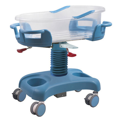 Berço hospitalar com rodízios - YFY068L-W1 - Jiangsu Yongfa Medical Equipment Technology - com altura regulável / em alumínio / transparente
