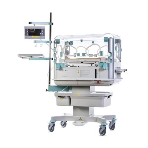 Incubadora neonatal com rodízios - SHELLY - TSE spol. s r.o. - com altura regulável / com pedal / com monitor