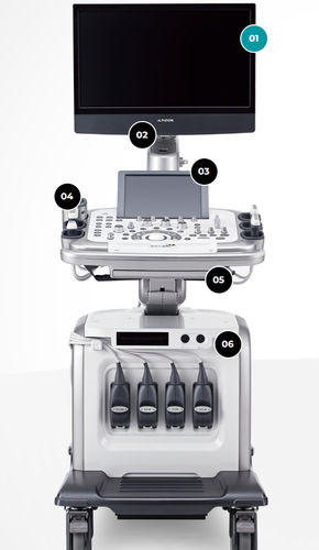 Aparelho de ultrassom com carrinho - E-CUBE 15 Platinum - Alpinion Medical Systems - geral / com Doppler colorido / com tela sensível ao toque
