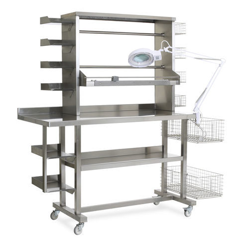 Bancada de esterilização - MCM 3654 - MIXTA - com rodízios / com cesto / em aço inoxidável