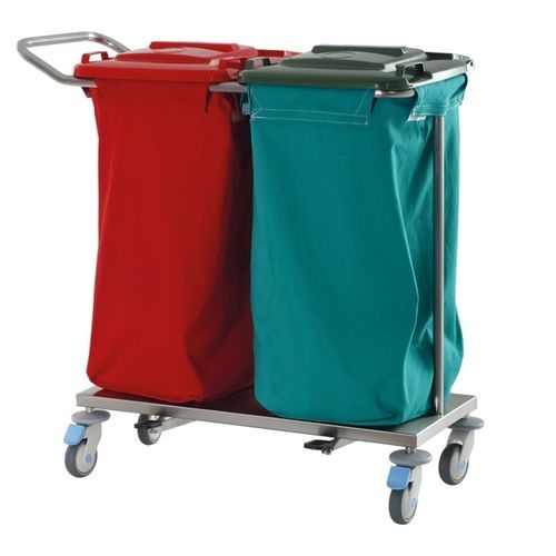 Carrinho para roupa de transporte - MICA 4530 - MIXTA - para lavanderia / com 3 prateleiras / 2 bolsas