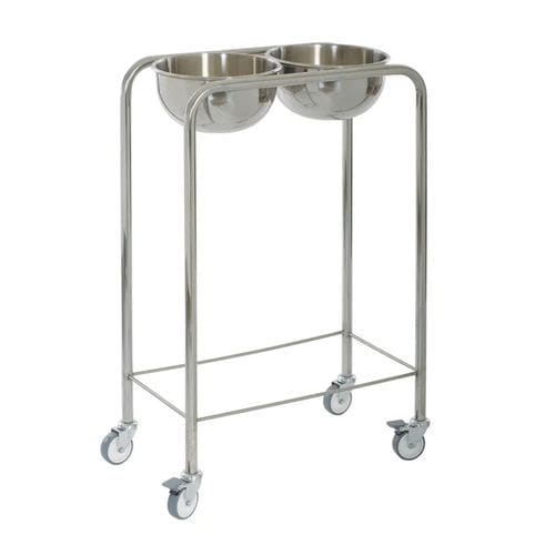 Suporte de cuba para assepsia de duas cubas - MSK 7001 - MIXTA - com rodízios / em aço inoxidável