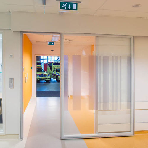 Porta para estabelecimento de saúde - Medicare - Metaflex Doors Europe - para sala limpa / para a indústria farmacêutica / de correr