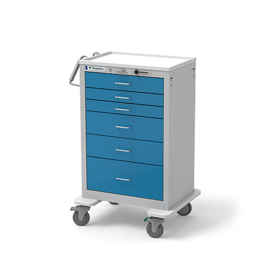 Carrinho de anestesia - UXGSU-333669-ELB - Waterloo Healthcare - com tábua de massagem cardíaca / 6 gavetas