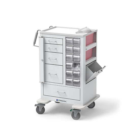 Carrinho de acondicionamento - MTWA-34696-WHT - Waterloo Healthcare - para coleta de sangue / coletor de lixo / 5 gavetas