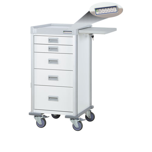 Carrinho multifuncional - QT41WE33669-WHI - Logiquip - em alumínio / 5 gavetas / com fechadura eletrônica
