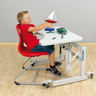 Mesa de ergoterapia com altura regulável - ergo S 52R - Möckel Feinmechanik - com rodízios / infantil