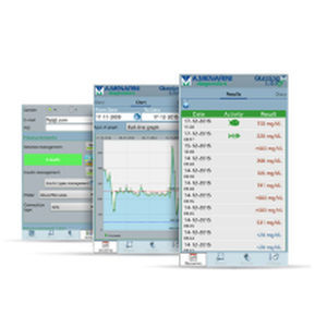 Aplicativo para iOS de gestão de dados de paciente - GlucoLog Mobile  - Menarini Diagnostics - médico-hospitalar