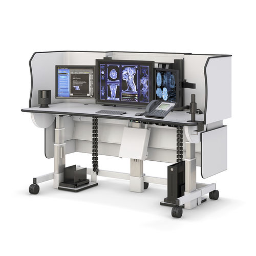 Estação de trabalho informática médico-hospitalar - WS8434_B_W/O_EC  - AFC Industries - para radiologia / de altura regulável / com rodas