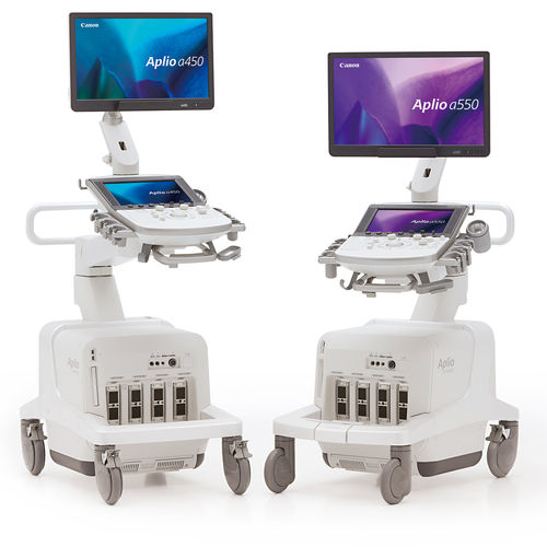 Aparelho de ultrassom com carrinho - Aplio a series - Canon Medical System U.S.A - geral / em preto e branco / com Doppler colorido