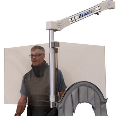 Biombo de proteção radiológica de raios X - The Barricade™ - AADCO Medical - de teto / 0,50 mm