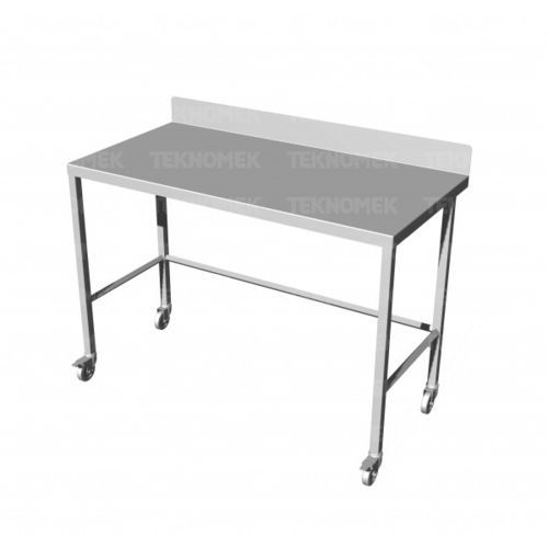 Mesa de trabalho - TATA series - TEKNOMEK - retangular / com rodízios / em aço inoxidável