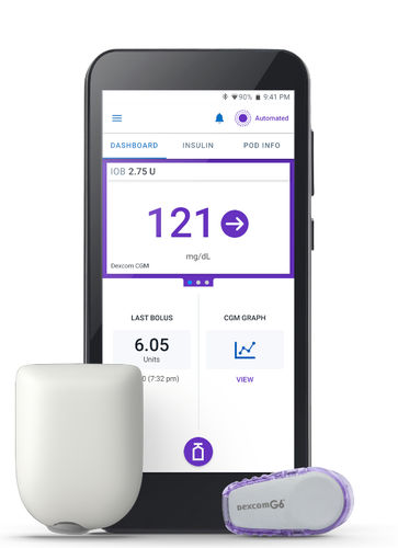 Bomba de insulina com conexão sem fio - Omnipod® 5 - Insulet - à prova de água / para smartphone