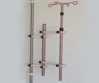 Suporte para soro de parede - Koncare medical Technologie - 4 ganchos / em inox