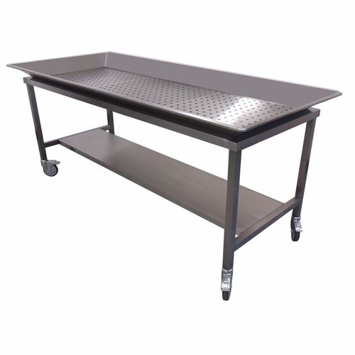 Mesa de lavagem de cadáveres - MSWS - Mortuary Solutions - retangular / com rodízios / fixa