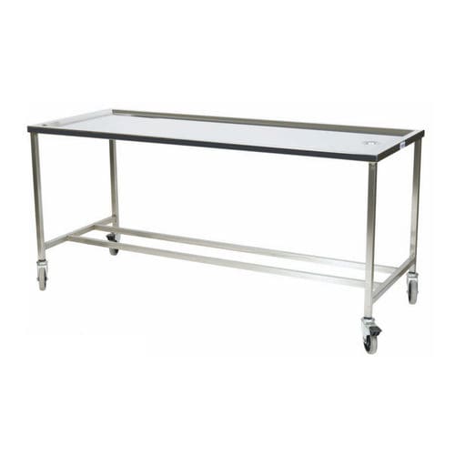 Mesa de lavagem de cadáveres - Kenyon - retangular / com rodízios / em aço inoxidável