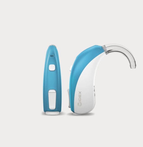 Aparelho auditivo retroauricular (BTE) - 13 D - Widex - com controle remoto / wireless / azul