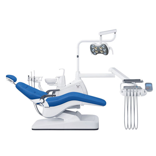 Conjunto odontológico com cadeira de acionamento elétrico - GD-S350 - Foshan Gladent Medical Instrument Co.,Ltd - com apoio de cabeça regulável / com monitor / com sistema de higienização