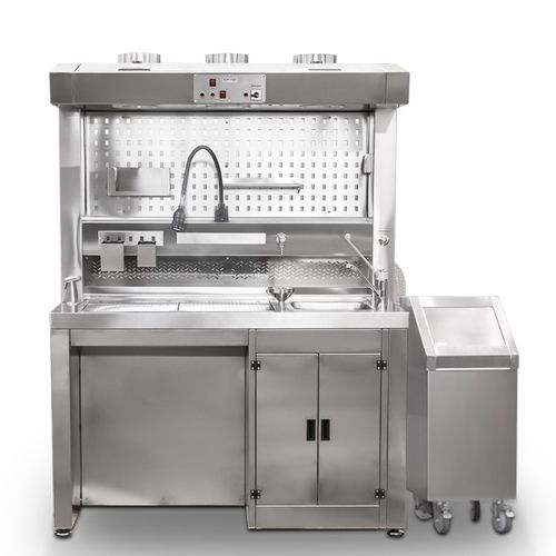 Estação de trabalho de laboratório para histopatologia - EVO150FD - Hiplaas - de piso / com pia / com ventilação