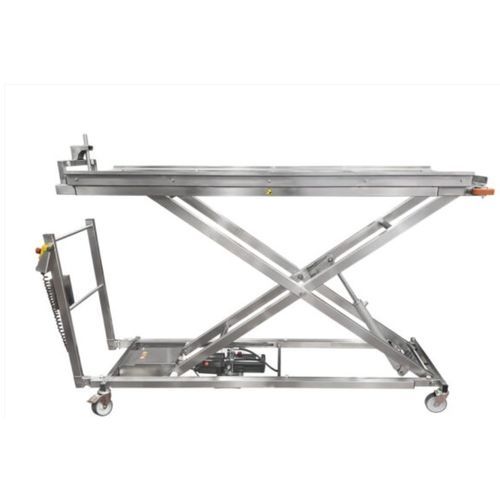 Carro pantográfico para elevação de corpos - TRAYLIFT1700 - Hiplaas - elétrico / em aço inoxidável / de transporte