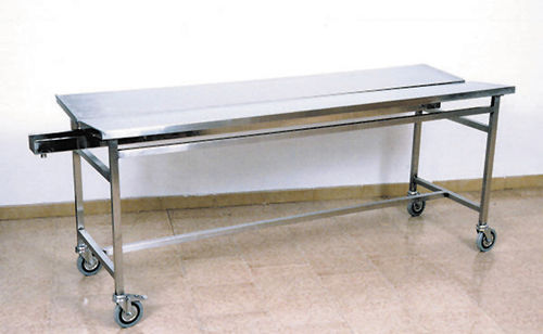 Mesa de preparação de corpos - F032001VS - Olivetti - retangular / com rodízios / em aço inoxidável