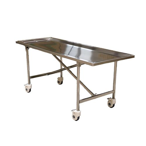 Mesa de embalsamamento dobrável - FET - Mobimedical - com rodízios / em aço inoxidável