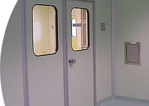 Porta para sala limpa - ClearSphere - de abrir / com revestimento de poliéster / dupla