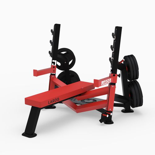 Banco de musculação plano - BB04 - LAROQ - com suporte de halteres