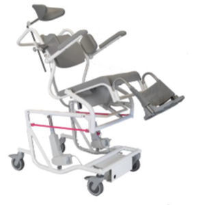 Cadeira de banho com braços - 310803-B - HMN - com rodízios / com apoio para pés / com abertura higiênica