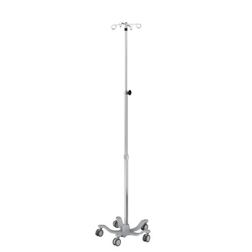 Suporte para soro com rodízios - IVS5-003 - Rollsys - 4 ganchos / telescópico / em inox