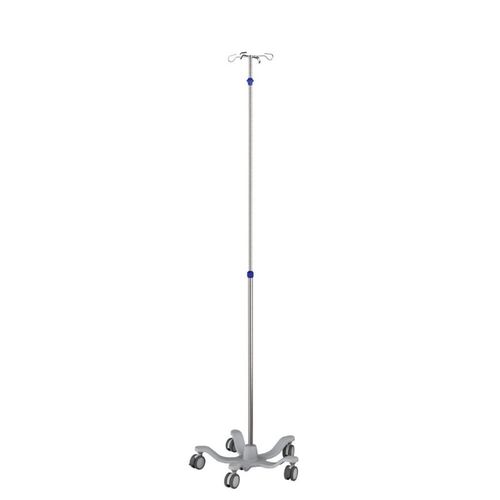 Suporte para soro com rodízios - IVS5-007 - Rollsys - 4 ganchos / telescópico / em inox